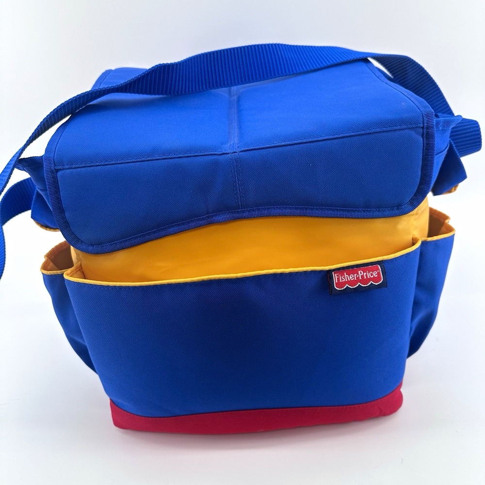 Vintage Fisher Price Diaper Bag Insulated Colorblock Cooler Tote Blue Yellow Red